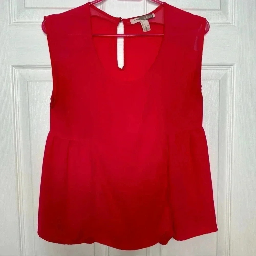 Forever 21 Blouse Sleeveless Semi-Sheer Red Size Small